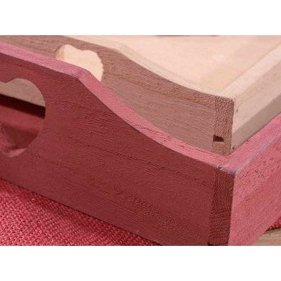 Set mit 3 Holztabletts mit herzförmigem Griff – Romantischer Chic-Stil –