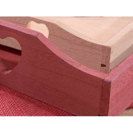 Set 3 Vassoi in Legno con Manico a Cuore - Stile Romantico Chic - 