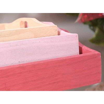 Set mit 3 Holztabletts mit herzförmigem Griff – Romantischer Chic-Stil –