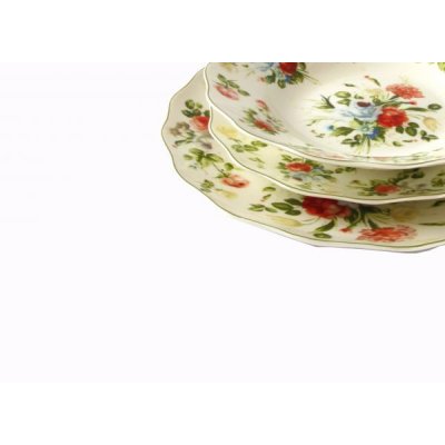 Service d'Assiettes 18 Pièces Porcelaine Fine - Nouvelle Collection Printemps Rose - Style Provençal / Romantique -