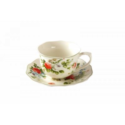 Cup -Service aus den Set 6 Porzellanstücken - neue Frühlingsrose - Provence Style / Shabby -