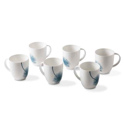 Set mit 6 Bechern aus Porzellan - Botanic Blue Collection - Rivaldi - 