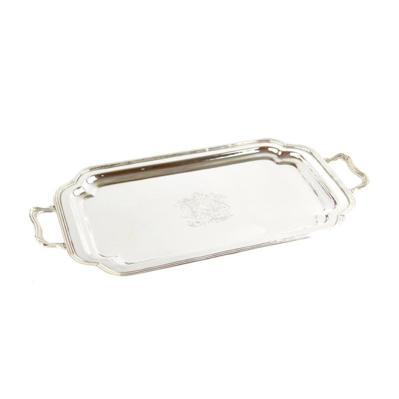 Rectangular Tray with Two Handles in Sheffield Silver -