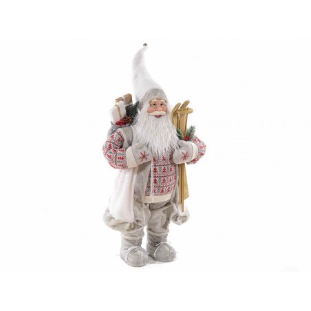 Babbo Natale Decorativo Grande con Abito Bianco - 50x28x110 - 