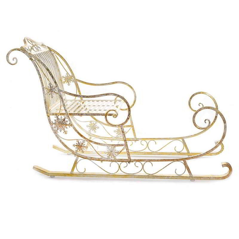 Decorative Santa Sleigh in Gold Metal -