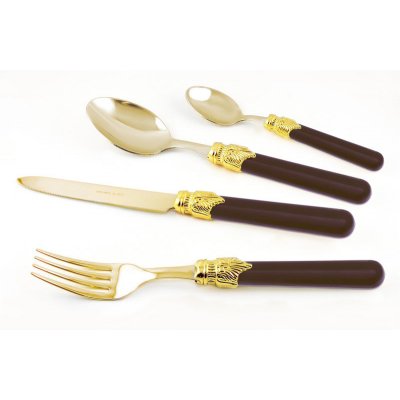 Goldenes PVD-Besteck Rivadossi - Klassisches Set 24-teilig - Braun - 