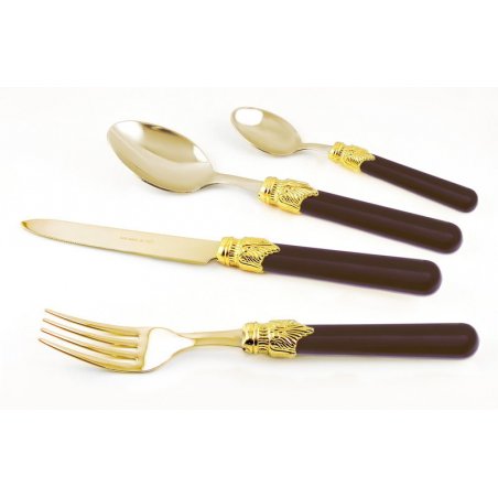 Couverts Pvd Doré Rivadossi - Service Classique 24 Pièces - Marron - 