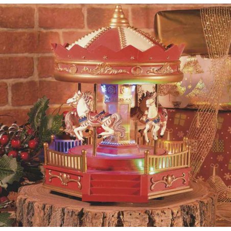 Carillon Giostra di Cavalli - Decorazione Natalizia con Luci - 