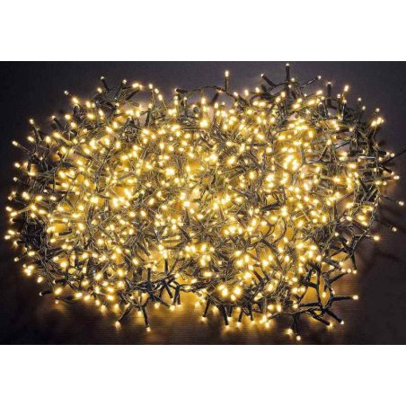 Lumières de Noël Fil de 1000 Lumières Led Blanc Chaud Câble Vert Mt 25 - 