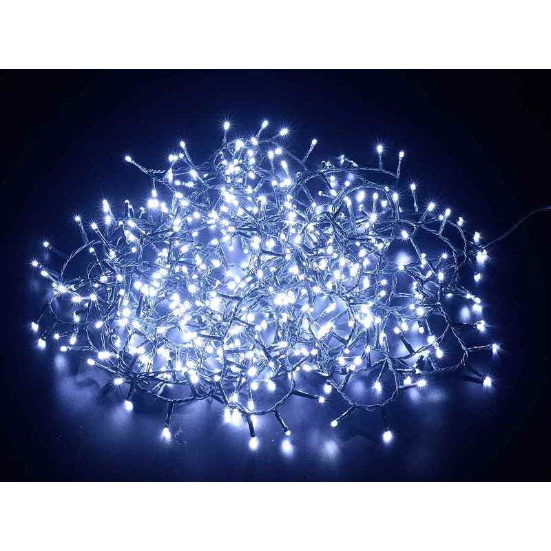 Filo luci Natalizie 500 LED Bianco Freddo e cavo verde - 12,50 mt - 