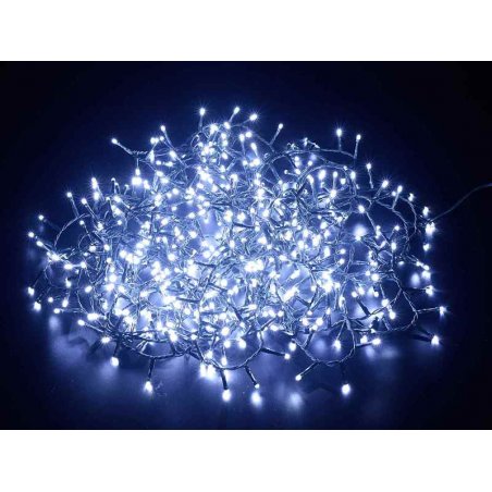 Filo luci Natalizie 500 LED Bianco Freddo e cavo verde - 12,50 mt - 