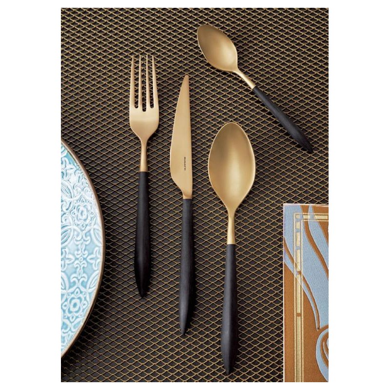 Bugatti Gold Plated Colored Cutlery Ares Black Handle -  - 8020178352000