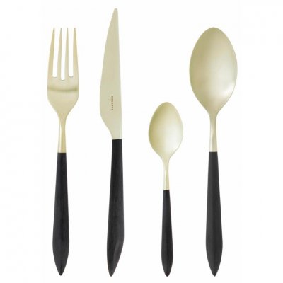 Bugatti Gold Plated Colored Cutlery Ares Black Handle -  - 8020178352000