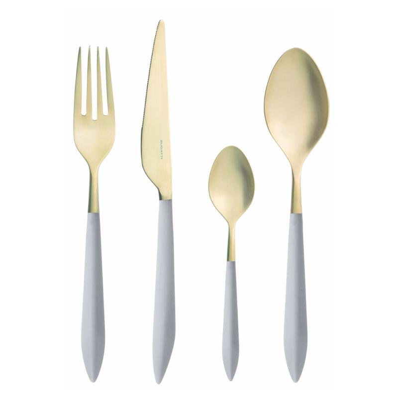 Posate Placcate Oro Bugatti - Modello Ares Grigio - 