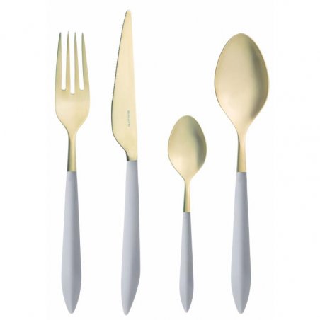 Posate Placcate Oro Bugatti - Modello Ares Grigio - 