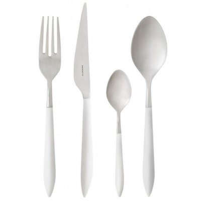 Ares Colored Cutlery Satin Steel - White - Casa Bugatti -  - 8020178290012