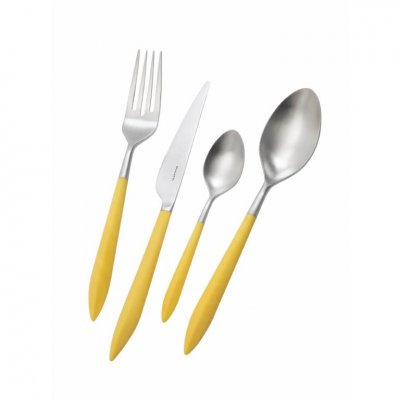 Couverts Colorés Ares Acier Satiné - Jaune - Casa Bugatti - 