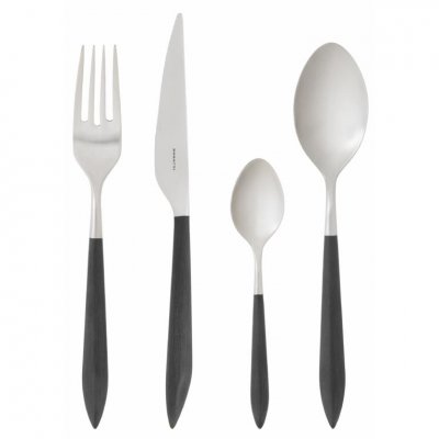 Ares farbiges Besteck Satin Stahl - Schwarz - Casa Bugatti - 
