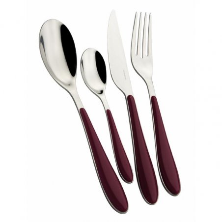 Posate Colorate Gioia Casa Bugatti Set 24 Pezzi - Rosso Granata - 