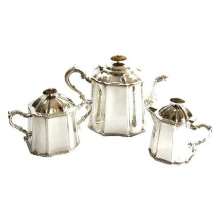 Théière, lait et sucrier 3 pièces en argent Sheffield - Famille royale - 