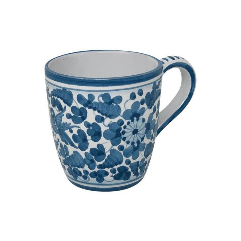 Deruta Keramiktasse – türkisfarbene Arabesken-Dekoration - 
