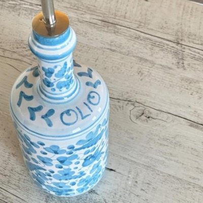 Oliera in Ceramica Deruta - 0,75L 25cm Arabesco Turchese - 