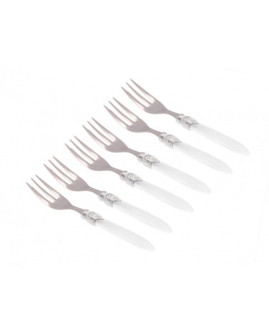 Rivadossi Sandro: Set of 6 Dessert Forks - Laura Silver Color -  - 