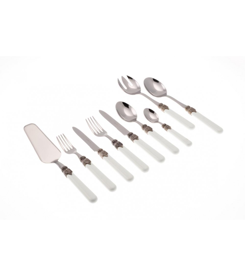 Rivadossi: Klassisches Set 75-teilig - Shabby / Country-Besteck - weiße Baumwolle
