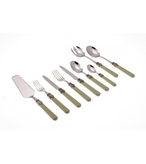 Rivadossi : Set Classique 75 Pièces - Couverts Shabby / Country - vert sauge