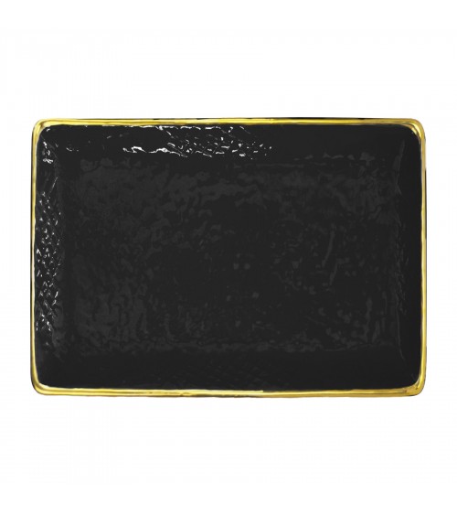 Rectangular Ceramic Tray -Set 4 pcs- Preta Oro - Arcucci -  -