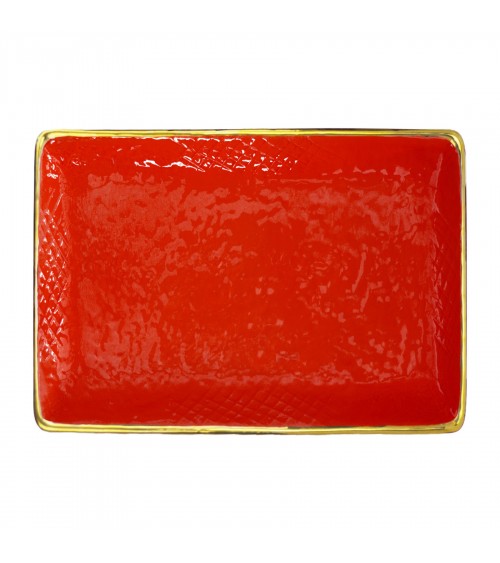 Vassoio Rettangolare in Ceramica Filo Oro - Tera Oro - Arcucci Trade -