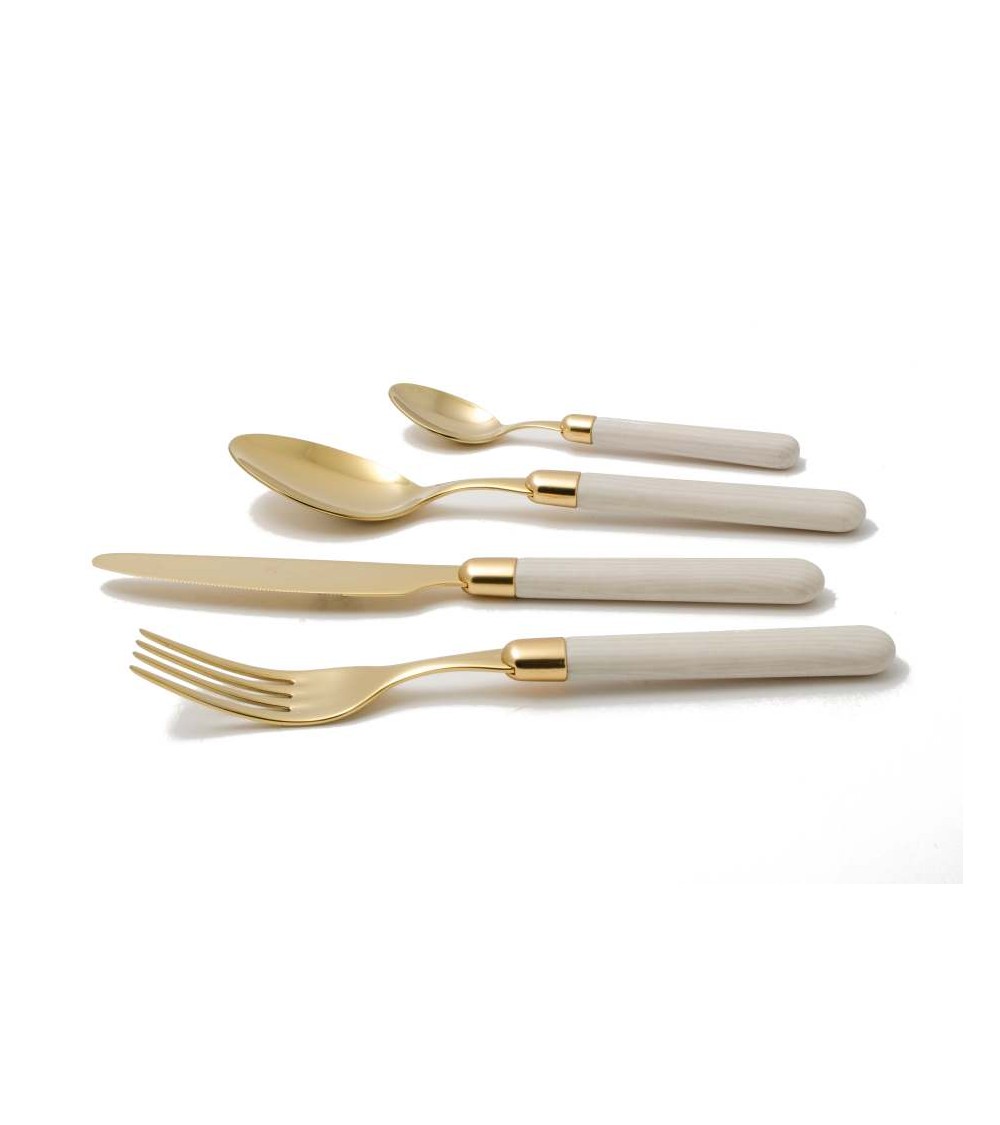 Rivadossi Pvd Gold Cutlery - Cortina Wood Effect - Set 24pcs -