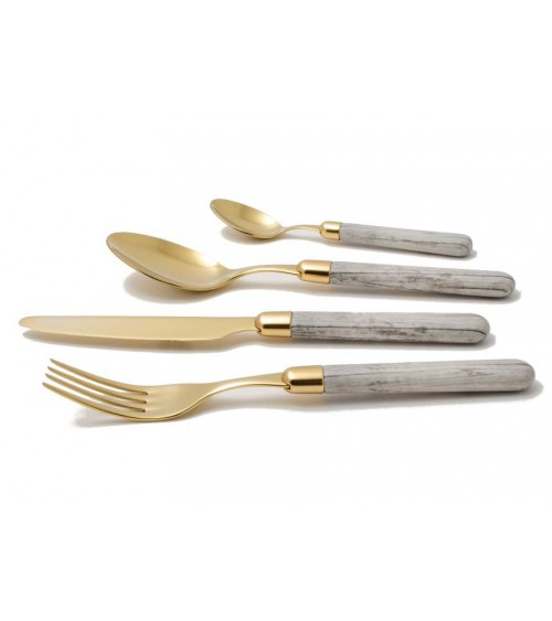 Rivadossi Pvd Gold Cutlery - Cortina Wood Effect - Set 24pcs -