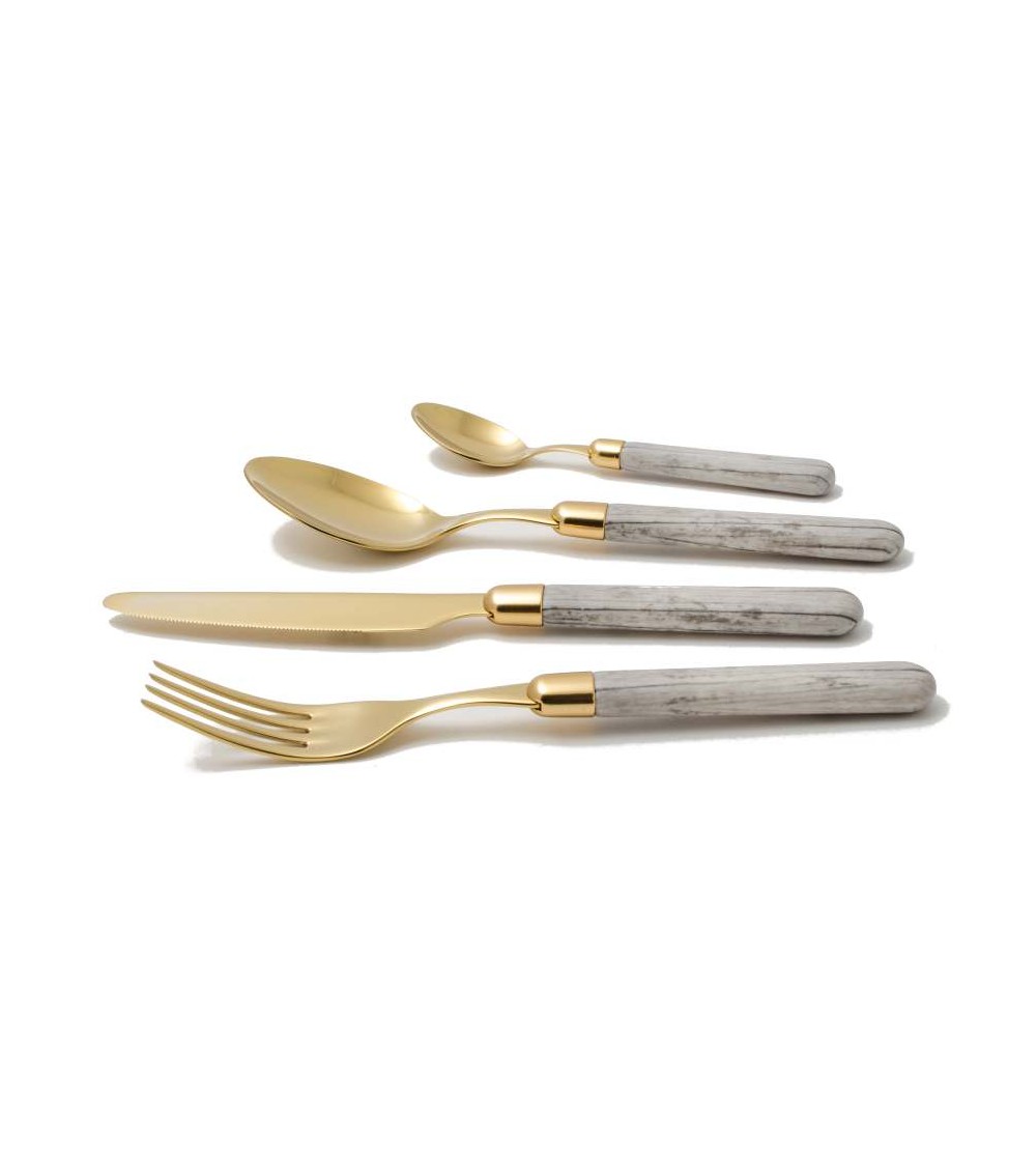 Couverts Rivadossi Pvd Gold - Effet Bois Cortina - Set 24pcs -