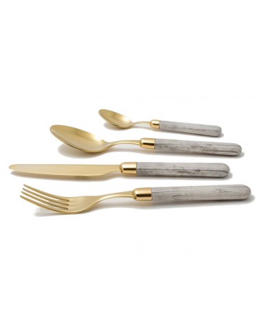 Rivadossi Pvd Gold Cutlery - Cortina Wood Effect - Set 24pcs -