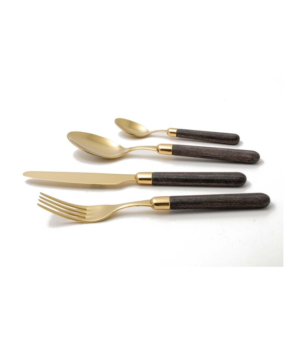 Couverts Rivadossi Pvd Gold - Effet Bois Cortina - Set 24pcs -