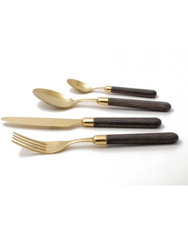 Couverts Rivadossi Pvd Gold - Effet Bois Cortina - Set 24pcs -
