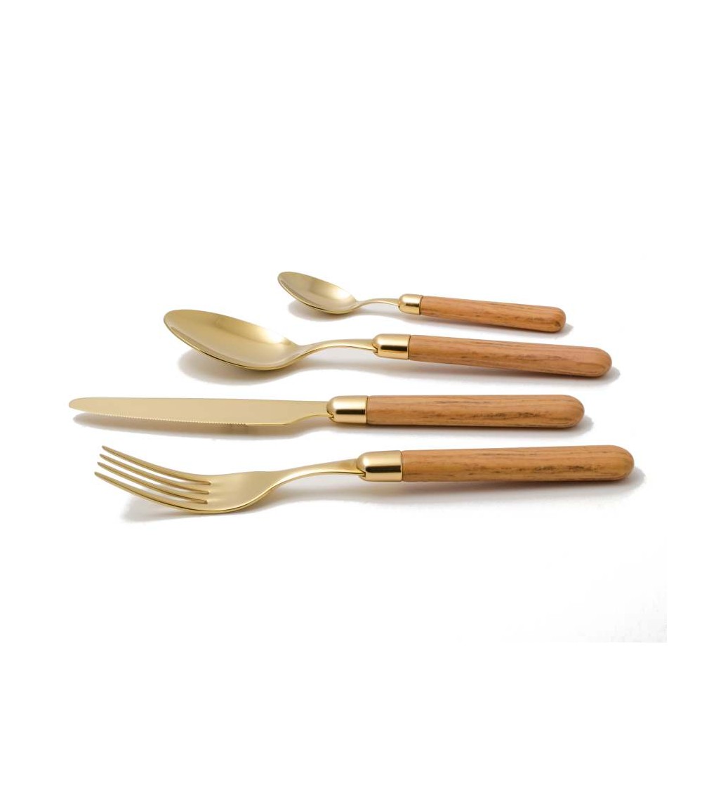 Couverts Rivadossi Pvd Gold - Effet Bois Cortina - Set 24pcs -