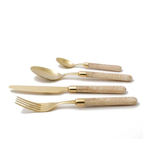 Posate Oro Pvd Rivadossi - Cortina Effetto Legno - Set 24pz - 