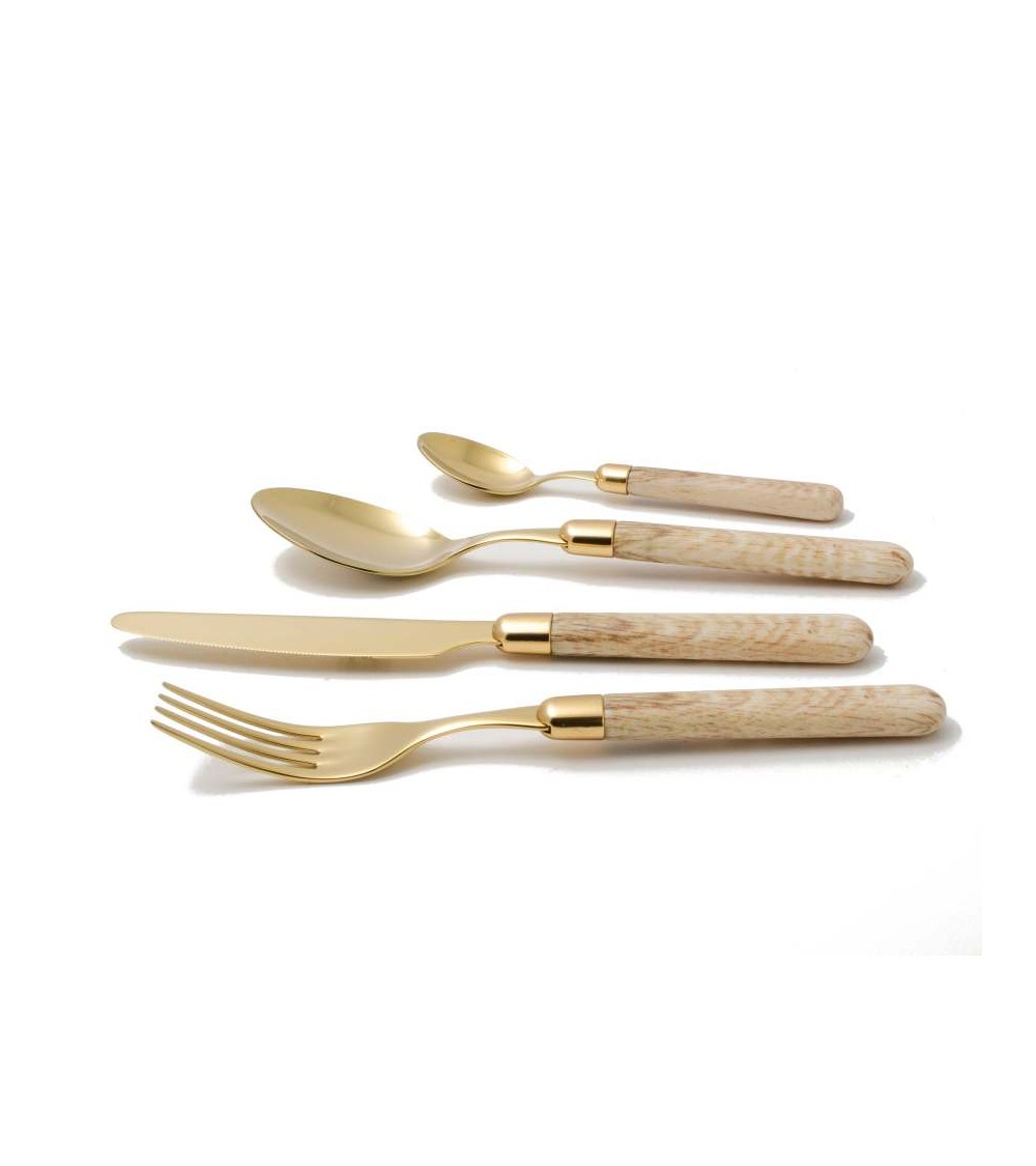 Posate Oro Pvd Rivadossi - Cortina Effetto Legno - Set 24pz - 