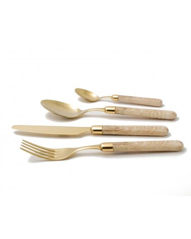 Posate Oro Pvd Rivadossi - Cortina Effetto Legno - Set 24pz - 