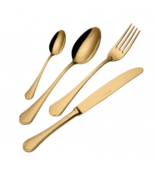 Eme Domus Gold Edelstahl Besteckset 24 teilig mit Box - 