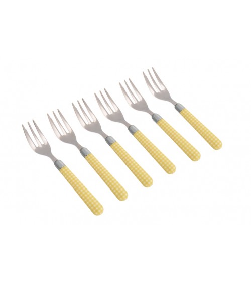 Couverts Naif Rivadossi - Pic Nic Set de 6pcs Fourchettes à gâteau - jaune - 