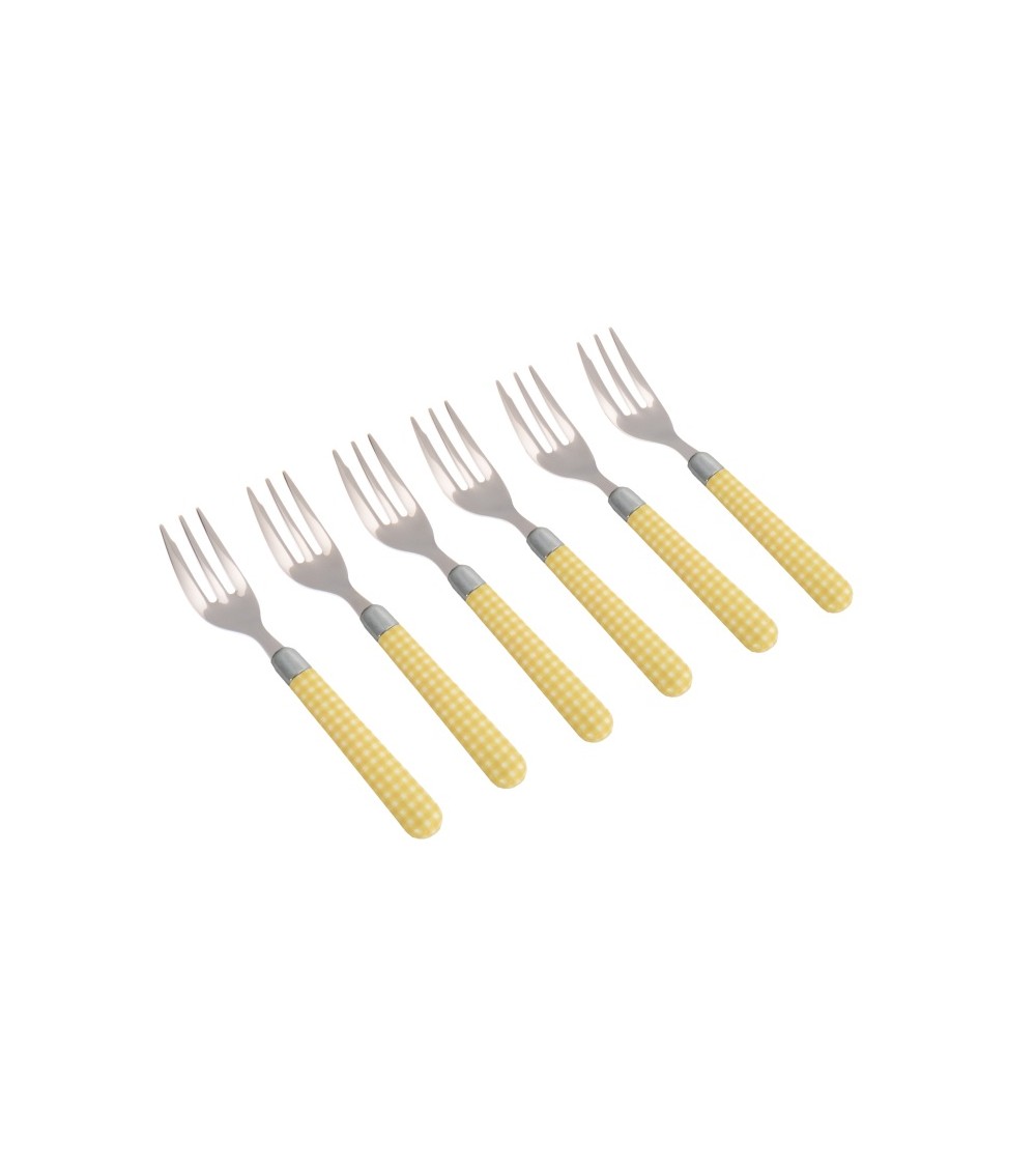 Couverts Naif Rivadossi - Pic Nic Set de 6pcs Fourchettes à gâteau - jaune - 