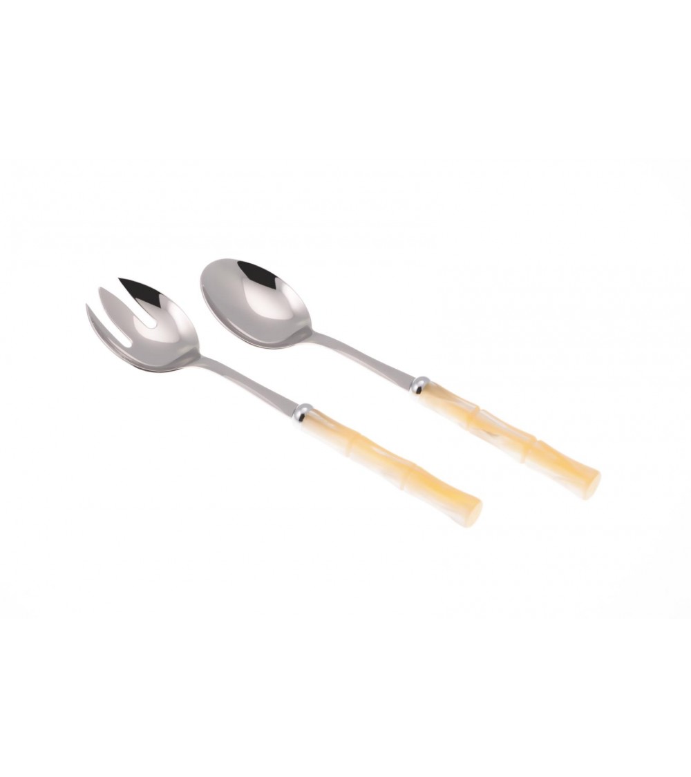 Rivadossi Couverts Colorés Bambou Nacré Favor - Lot de 2 Salade - ivoire