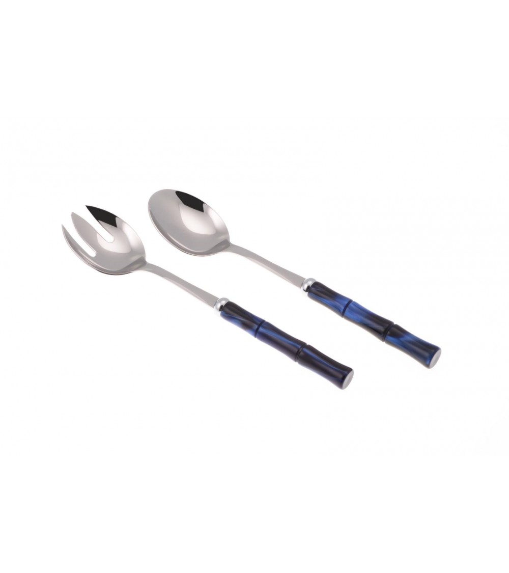 Rivadossi Couverts Colorés Bambou Nacré Favor - Lot de 2 Salade - bleu