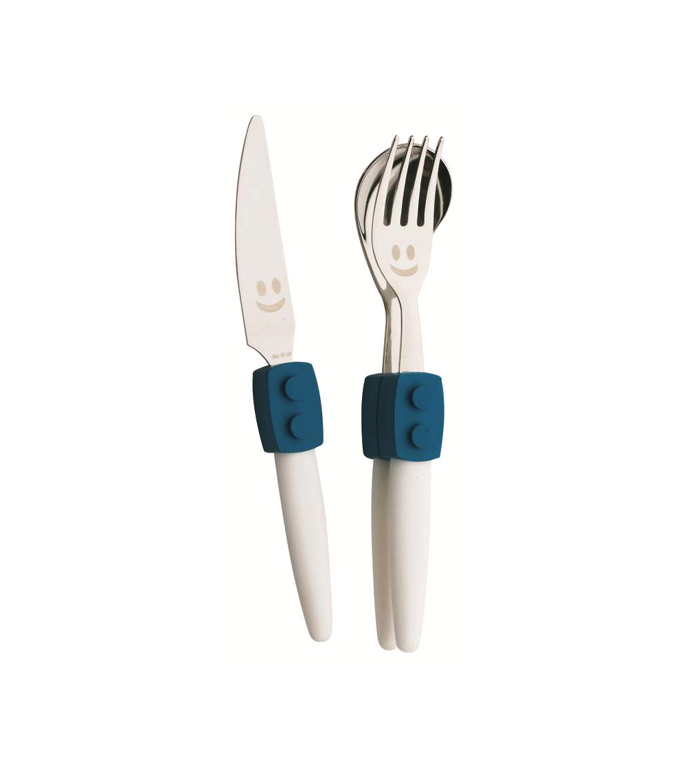Posate per Bambini - Click Set 3pz - Stile Costruzioni - Rivadossi - 