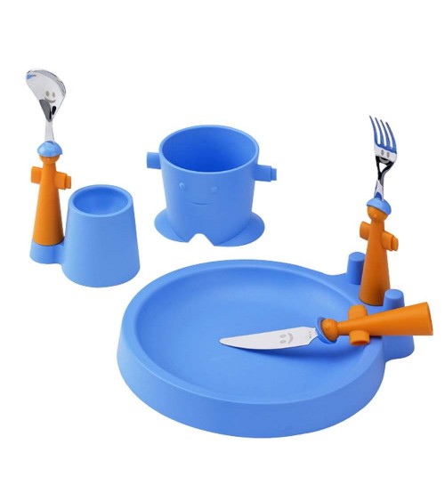 Club Set 6Pz Pappa Bambini - Piatto, Bicchiere, Portauovo e 3 Posate - Rivadossi Sandro - 