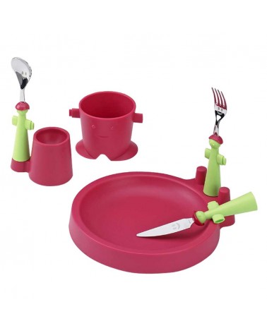 Club Set 6Pz Pappa Bambini - Piatto, Bicchiere, Portauovo e 3 Posate - Rivadossi Sandro - 