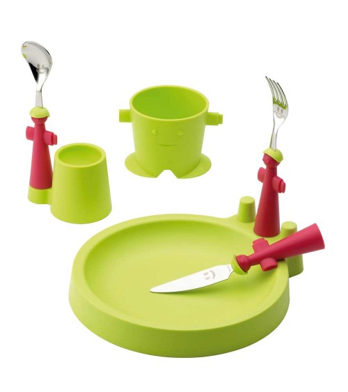Club Set 6pz Children's Pappa - Assiette, verre, Portautovo et 3 couverts - Rivadossi Sandro -